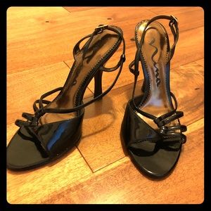 Black Patent Leather Strappy Heels